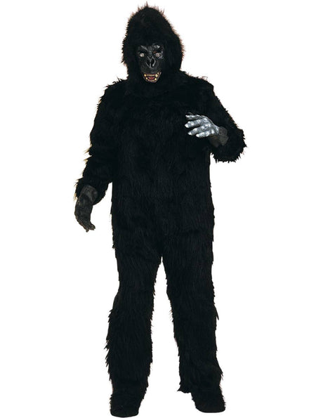 Hairy Black Gorilla Jumpsuit Costume | Adults Primate Animal Dress Up