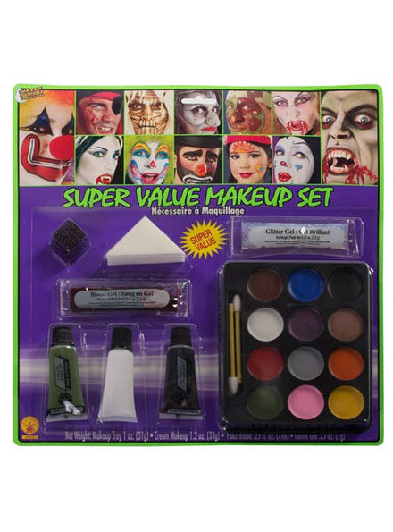 Colourful Super Value Costume Makeup Kit with Sponges and Applicators - Main View