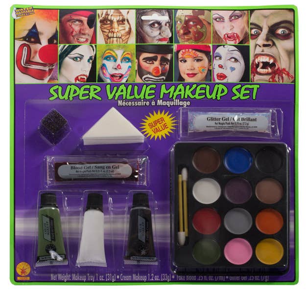 Colourful Super Value Costume Makeup Kit with Sponges and Applicators - Alternative View