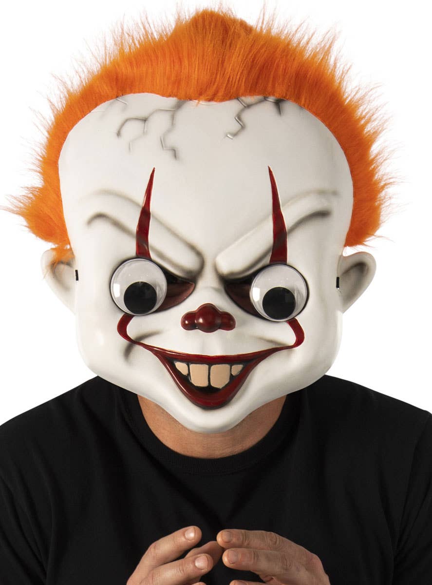 Funny Licensed Pennywise Costume Mask with Googly Eyes - Front Image