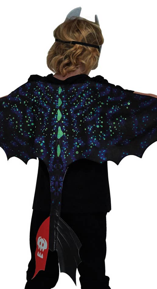 Kids How to Train Your Dragon The Hidden World Toothless Glow in the Dark Costume Wings and Mask Back glow zoom Image