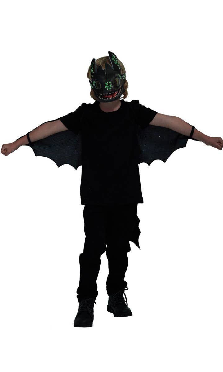 Kids How to Train Your Dragon The Hidden World Toothless Glow in the Dark Costume Wings and Mask Glow Image