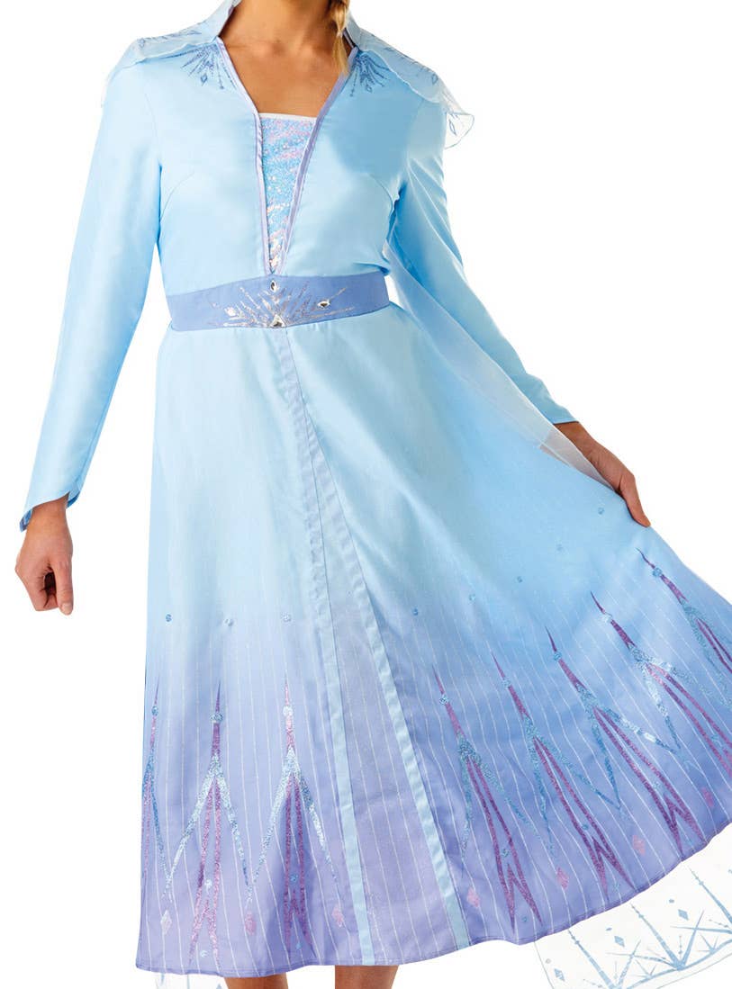 Women's Deluxe Frozen 2 Elsa Fancy Dress Costum Close Front Image