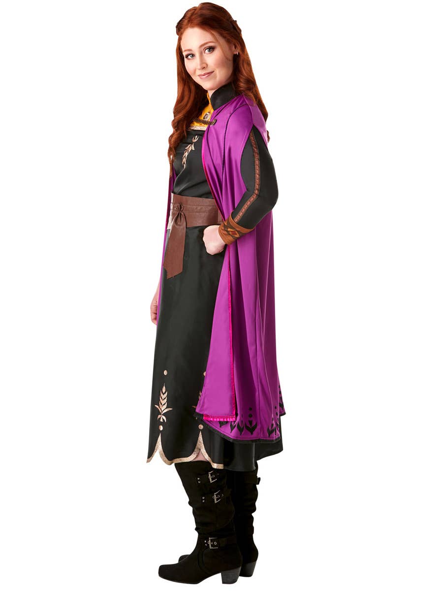 Women's Deluxe Travelling Anna Frozen 2 Fancy Dress Costume Side Image