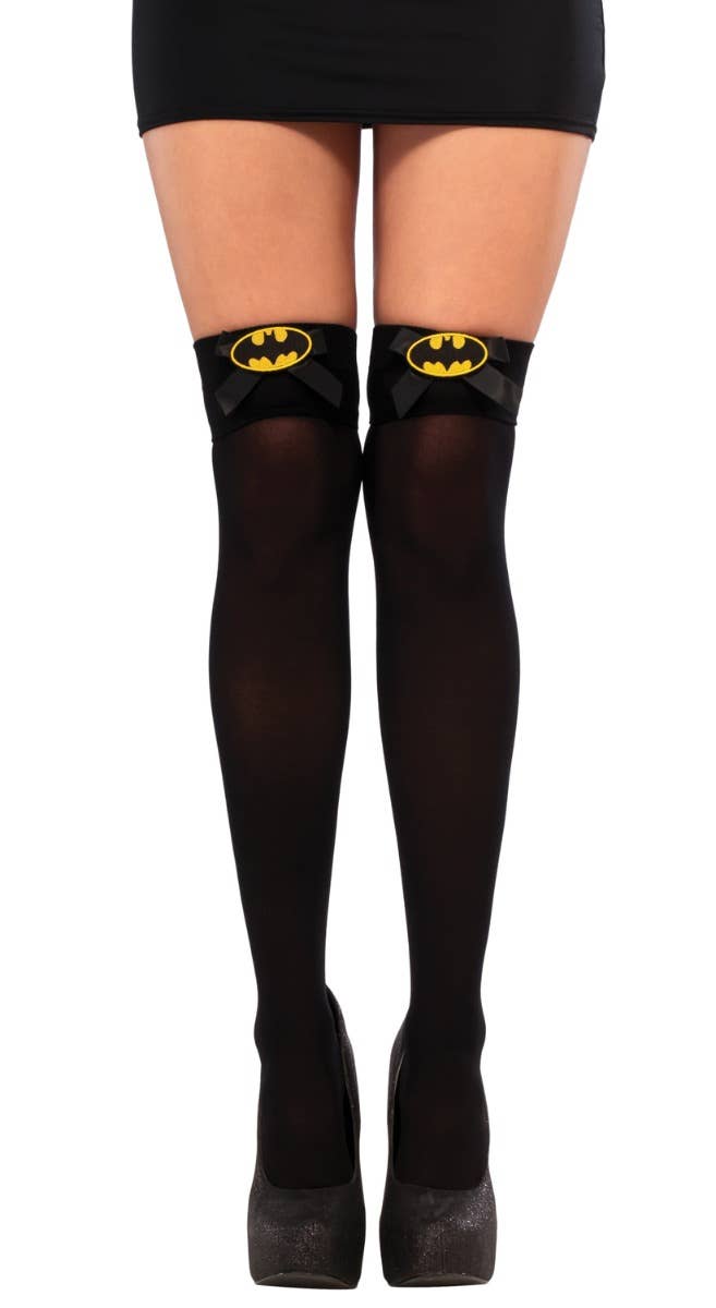 Women's DC Comics Batgirl Black Thigh High Stockings Costume Accessory Main Image
