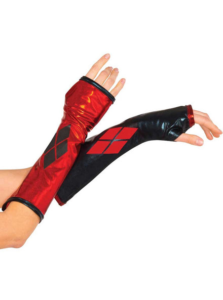 Fingerless Harley Quinn Costume Gloves Front View