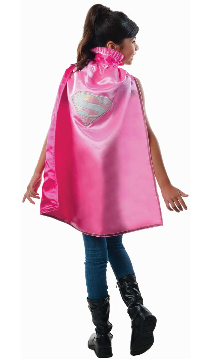 Girl's Pink Supergirl Superhero Costume Cape
