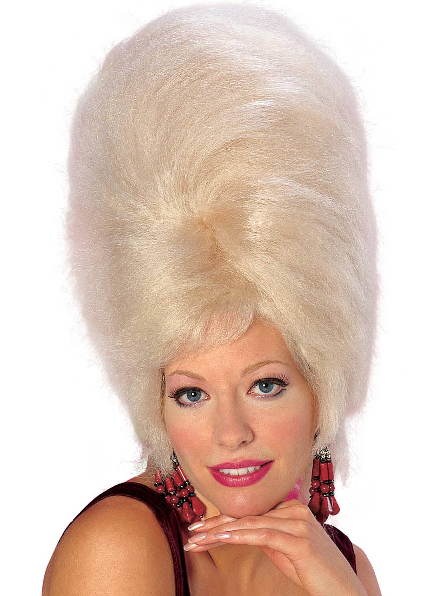 Tall Blonde Beehive Costume Wig, Womens Blonde Beehive Wig