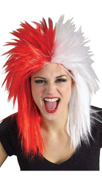 Image of Sports Fanatic Red and White Unisex Costume Wig