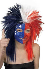 Image of Sports Fanatic Red White And Blue Women's Costume Wig