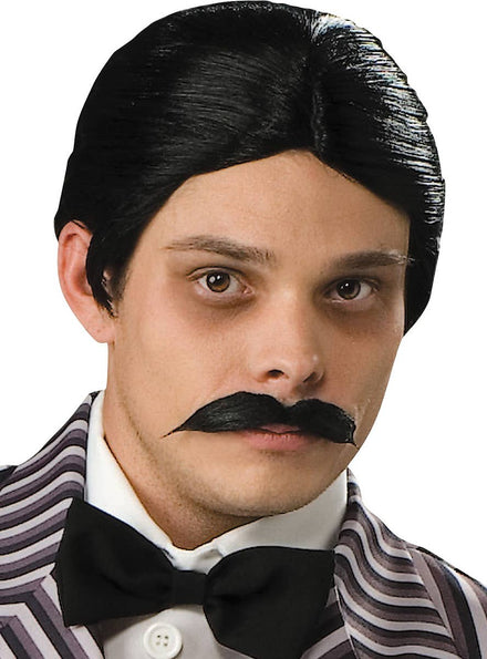 Gomez Addams Black Wig & Moustache Set | The Addams Family Gomez Wig