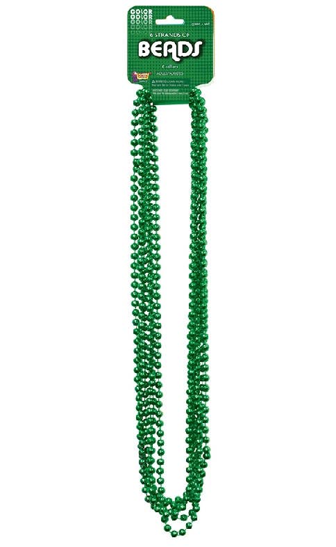 St Patricks Day Green Beaded Necklace pack Set Of 6