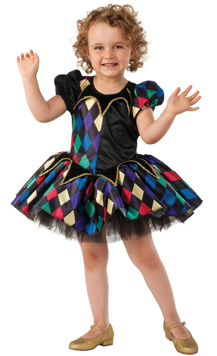 Colourful Black Tutu Harlequin Jester Girls Book Week Costume 