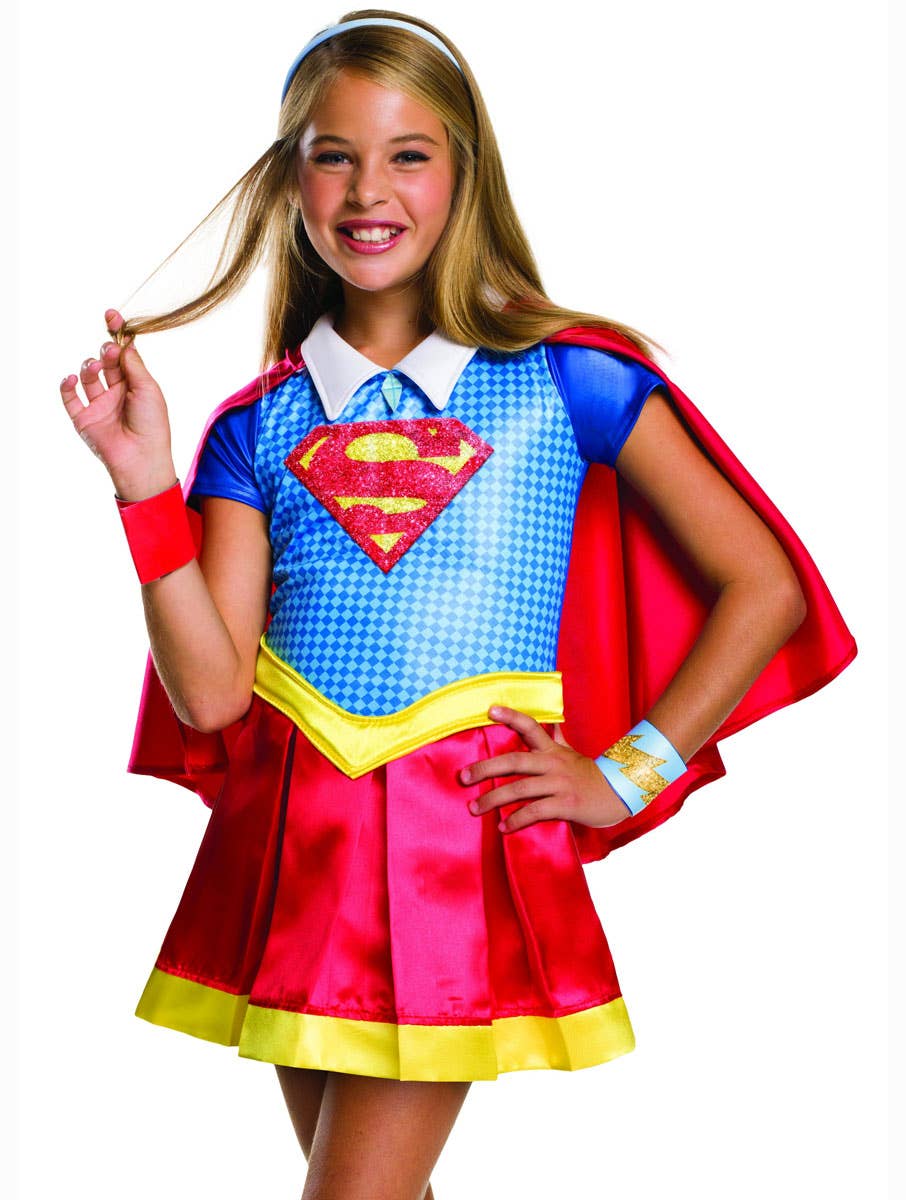 Girl's Superhero High Supergirl Costume - Close Up View