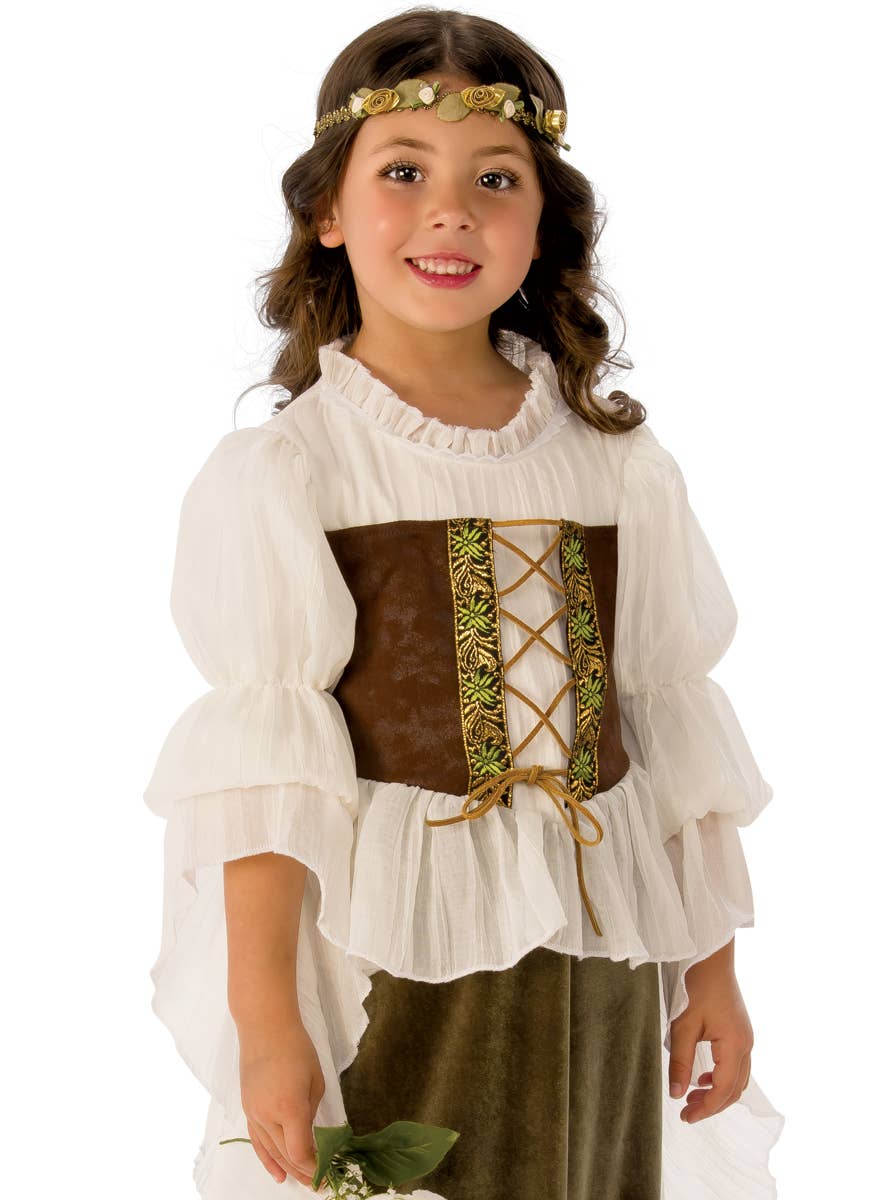 Girl's Medieval Woodland Dress Up Costume - Alternative Image