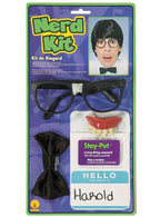 Deluxe Nerd Costume Accessory Kit with Glasses, Teeth, Bow Tie and Name Tag