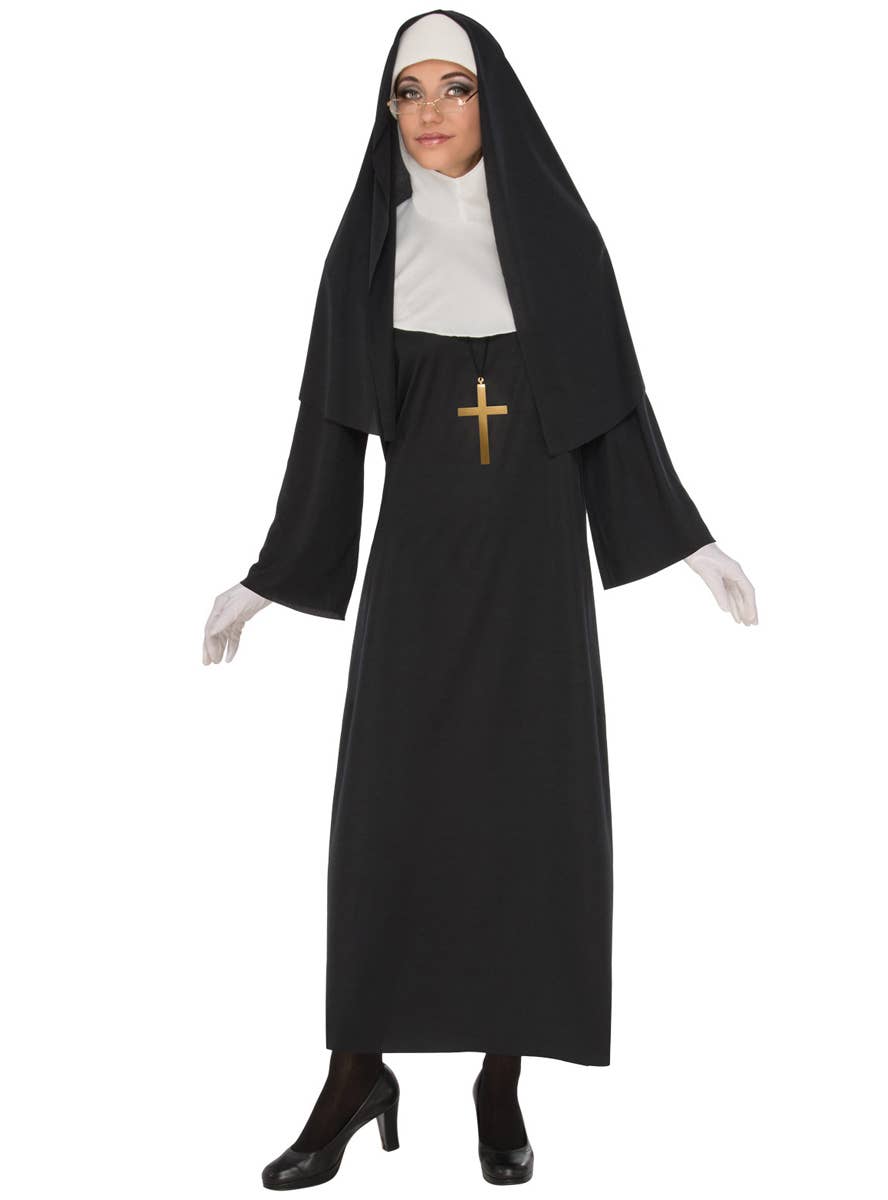 Classic Black and White Spiritual Nun Costume for Plus Size Women