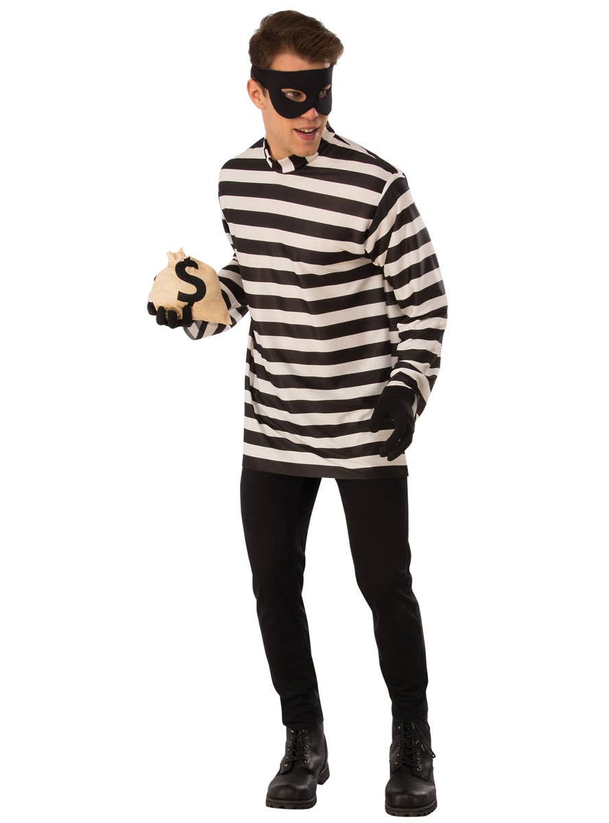 Black and White Burglar Costume for Men
