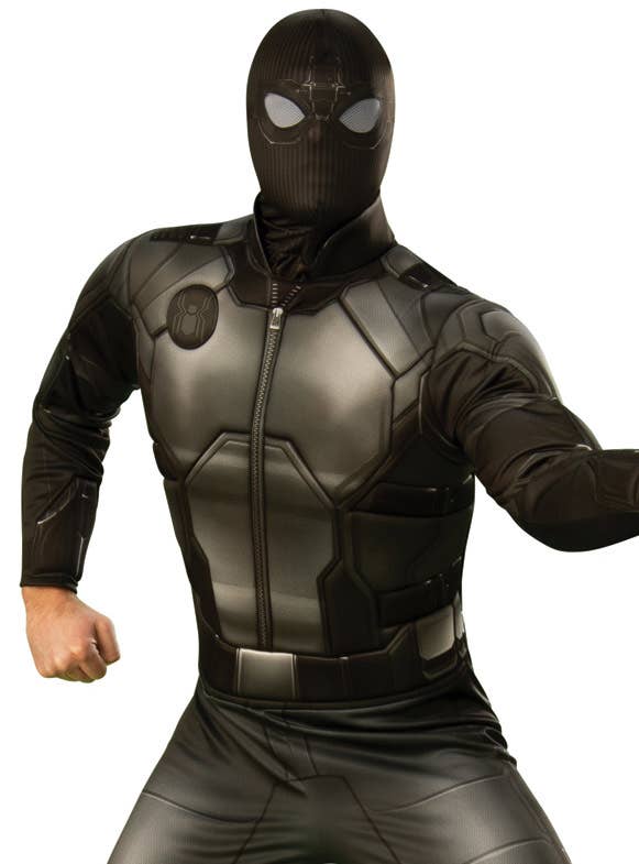 Men's Black Spiderman Far From Home Stealth Suit Costume Close Image