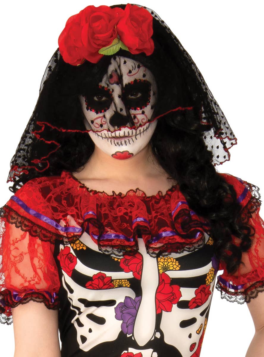 Women's Day of the Dead Senorita Halloween Fancy Dress Costume - Close Image 1