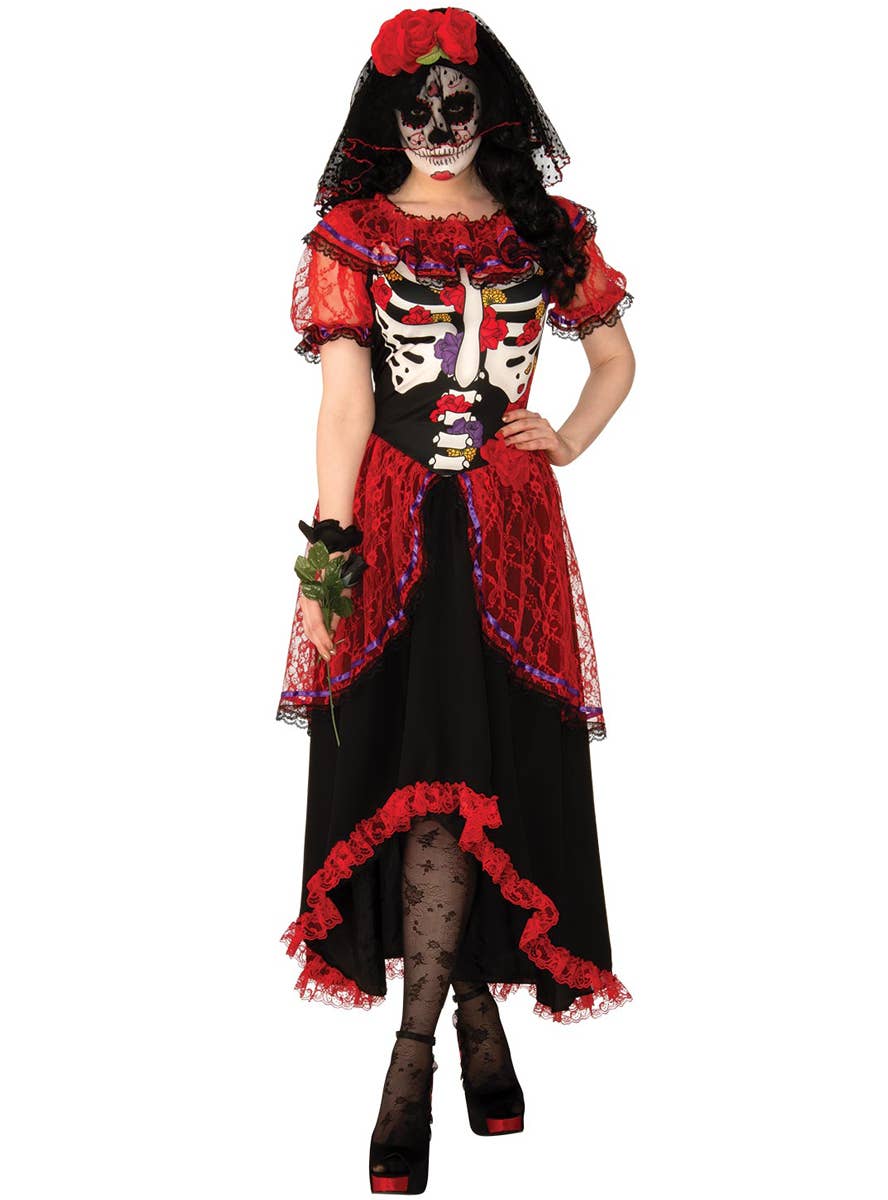 Women's Day of the Dead Senorita Halloween Fancy Dress Costume - Main Image