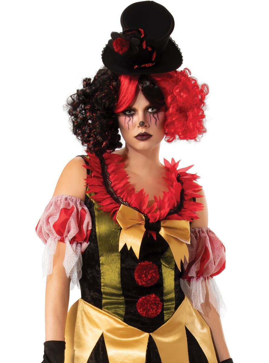 Evil Clown Womens Halloween Fancy Dress Costume - Close Up