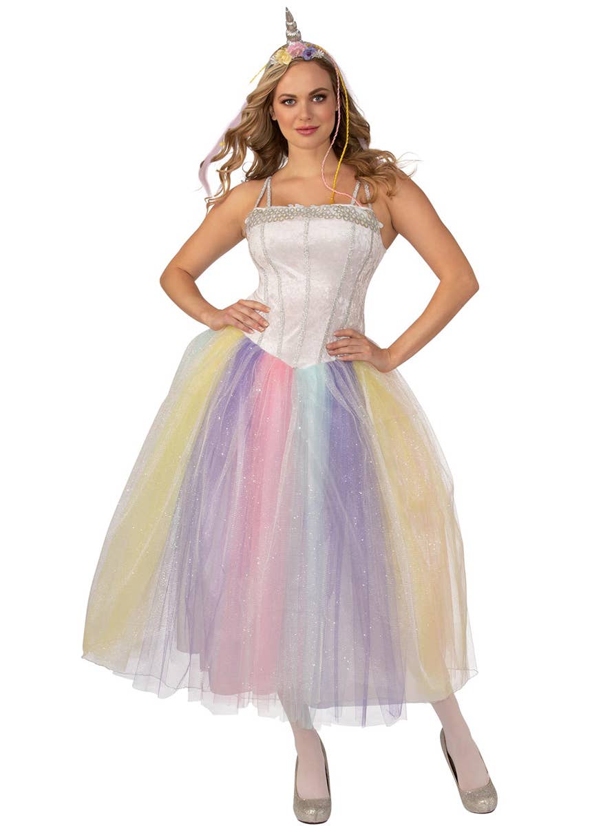 Pastel Rainbow Women's Magical Unicorn Lady Dress Up Costume