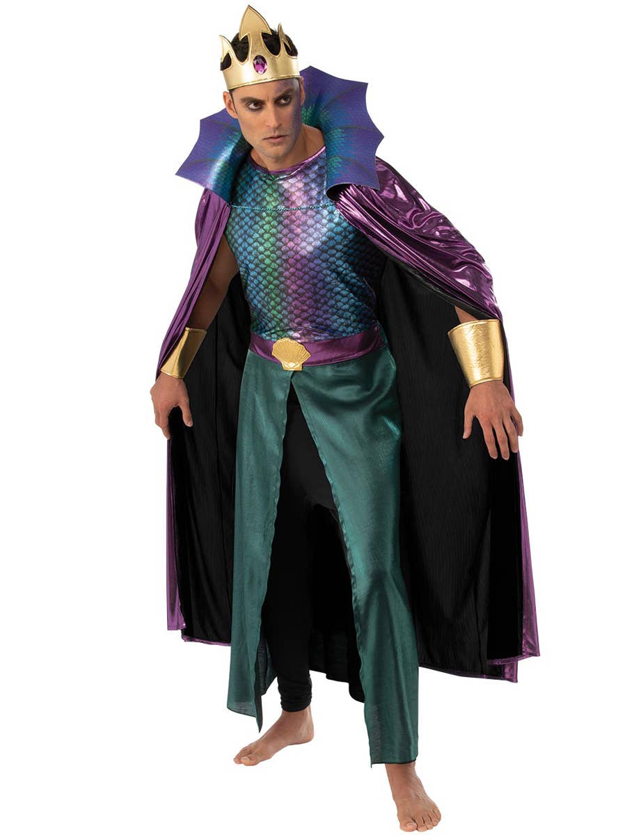 Iridescent Rainbow Shimmer King Neptune Sea God Costume for Men