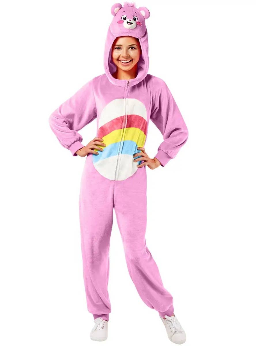 Image of Care Bears Adult's Plus Size Pink Cheer Bear Costume - Front View