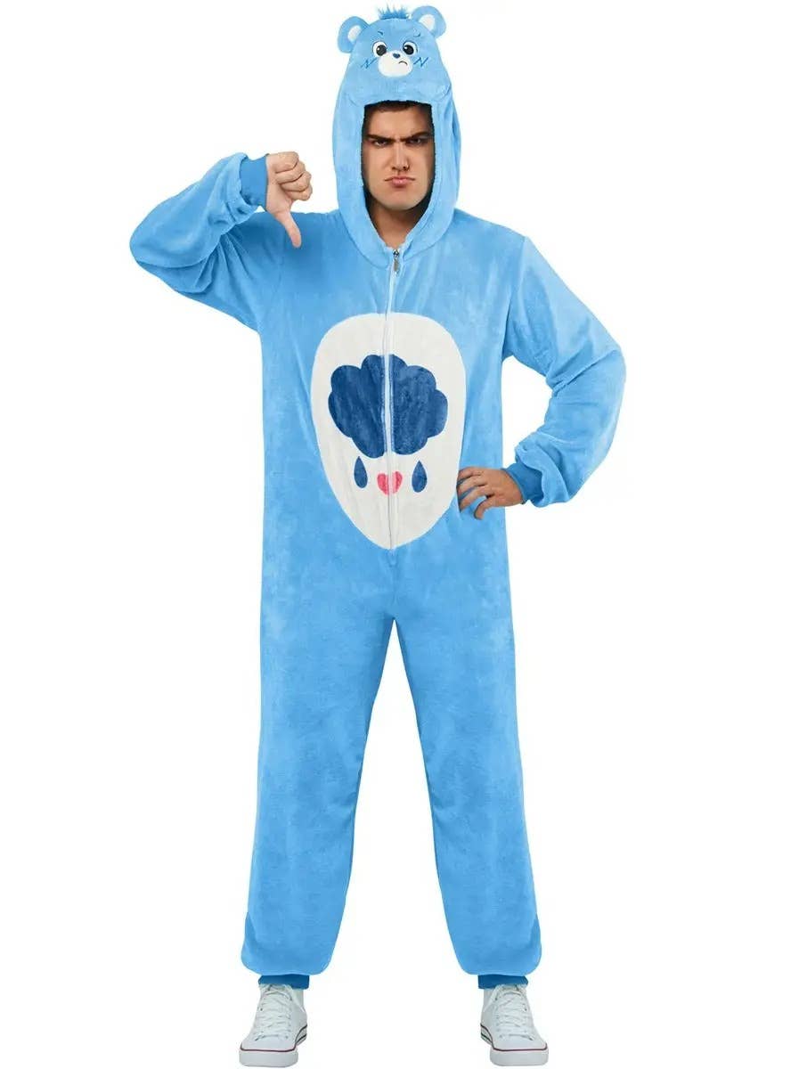 Image of Care Bears Men's Plus Size Blue Grumpy Bear Costume - Front Image