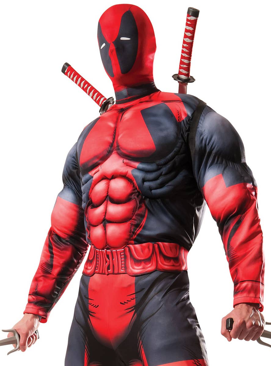 Deluxe Muscle Chest Men's Deadpool Superhero Costume Close Image