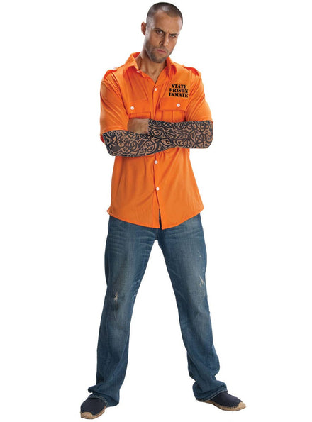 Mens Orange Tattooed Prisoner Costume