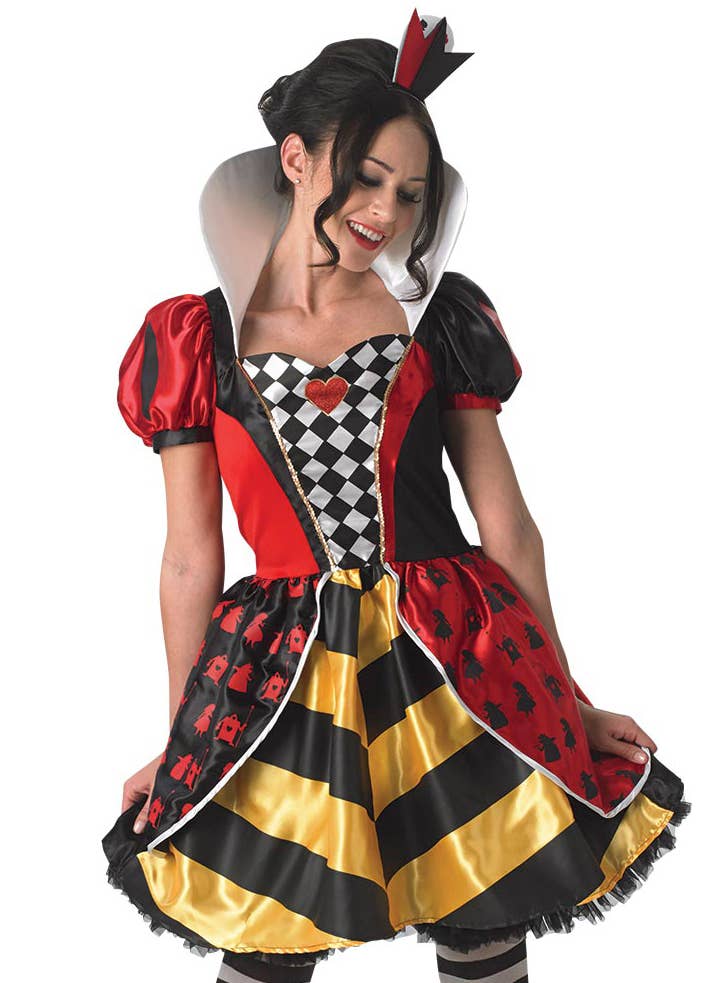 Red Queen of Hearts Womens Disney Costume - Close Up Image 1