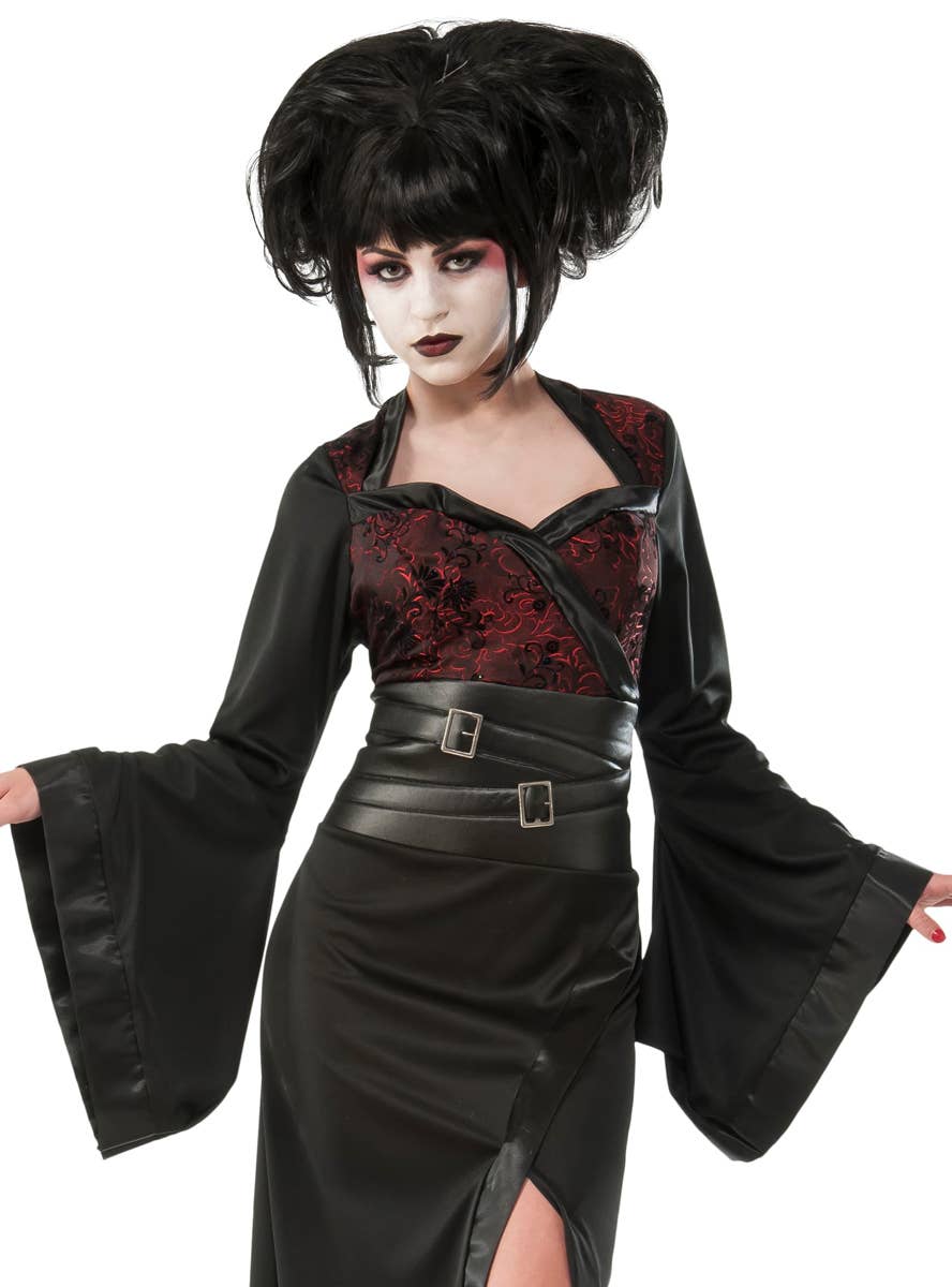 Gothic Women's Japanese Geisha Kimono Costume - Alternative Image