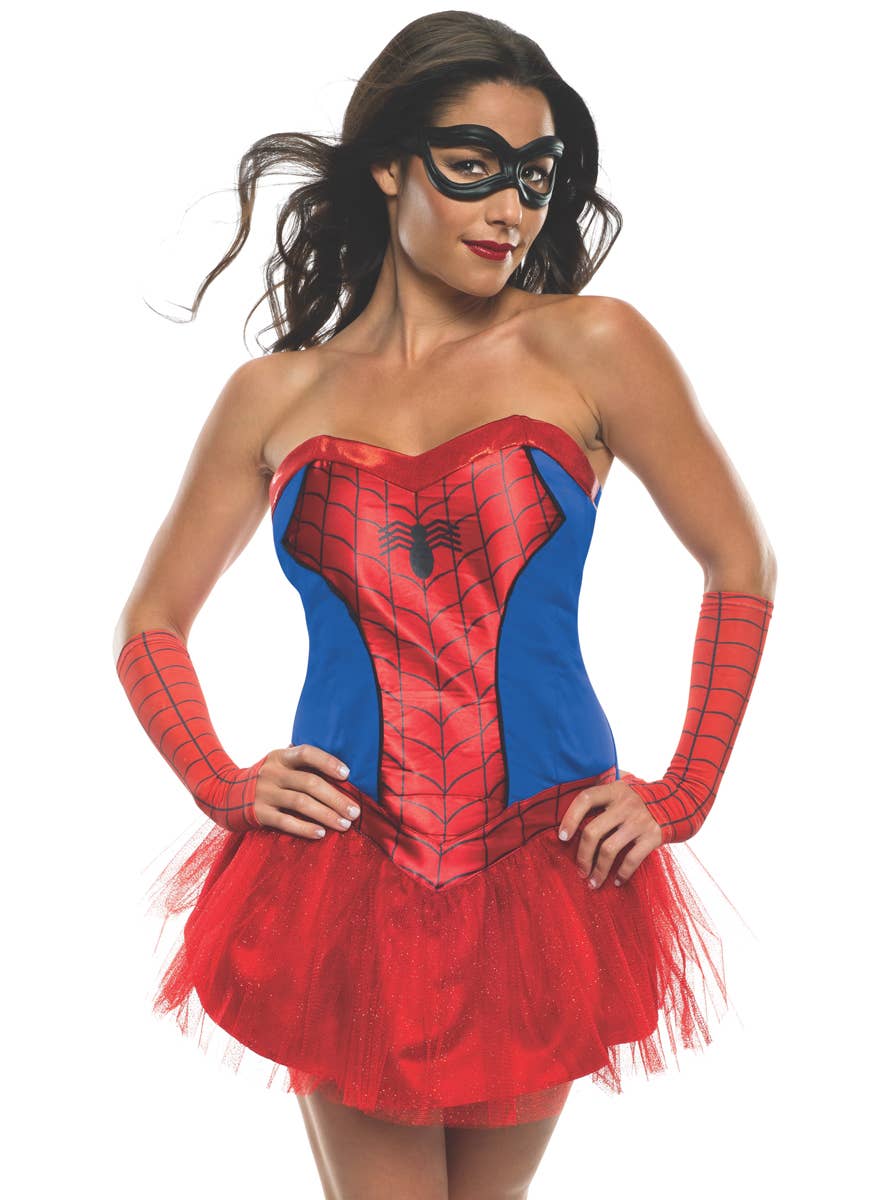 Women's Sexy Spidergirl Tutu Super Hero Fancy Dress Costume Close Image