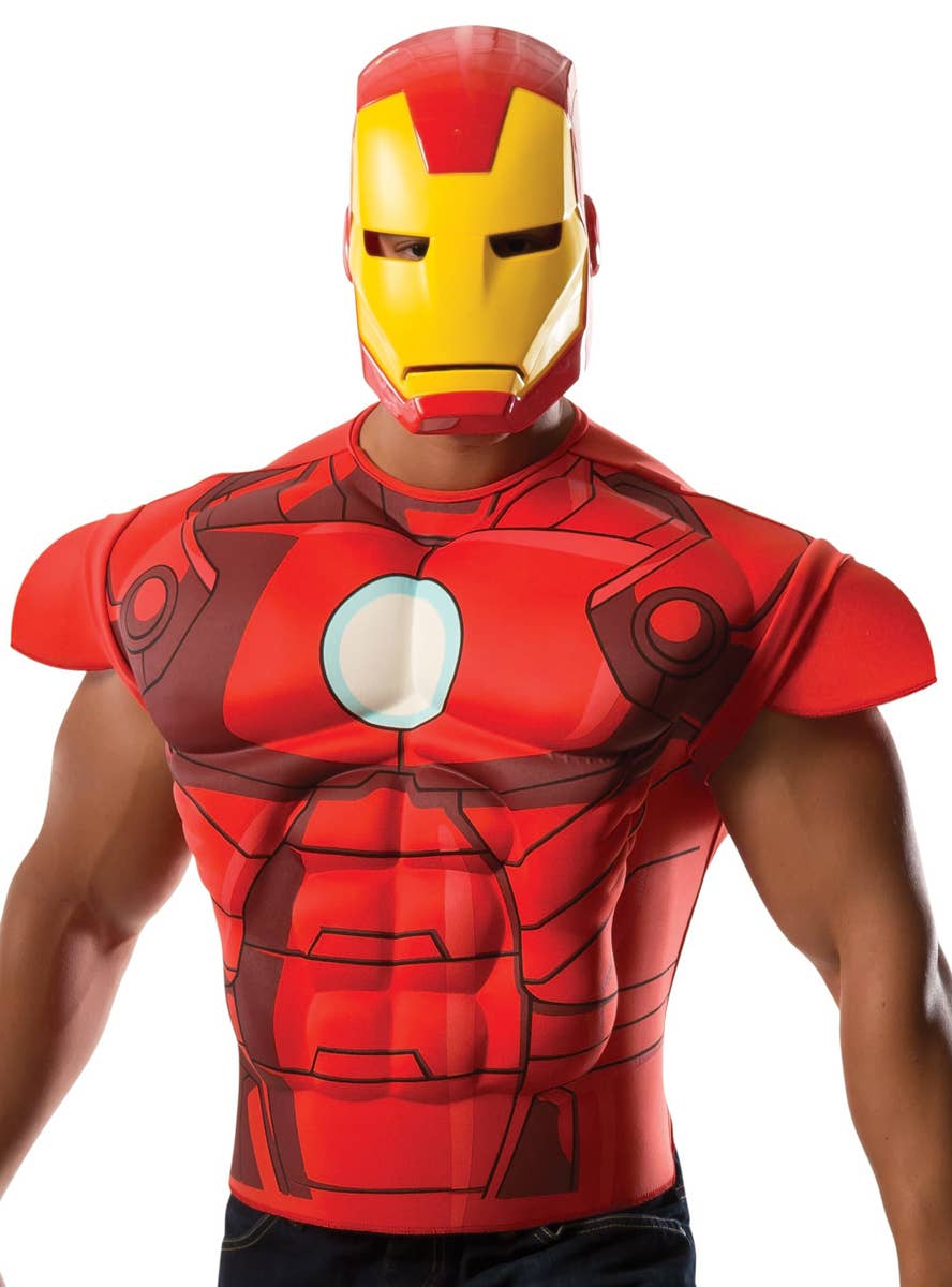 Iron Man Muscle Shirt and Mask Costume Set Zoom