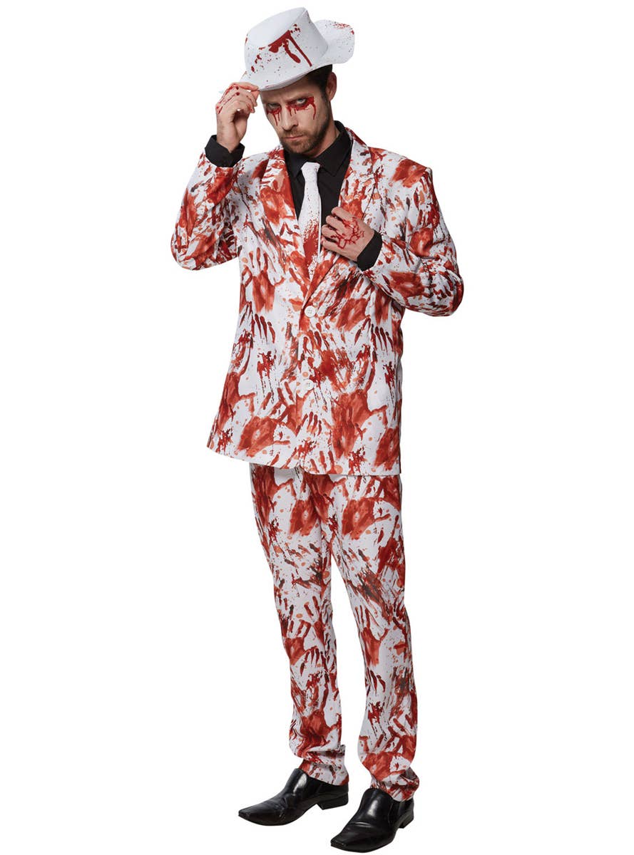 Men's Bloody Hand Prints Halloween Costume Suit - Main Image