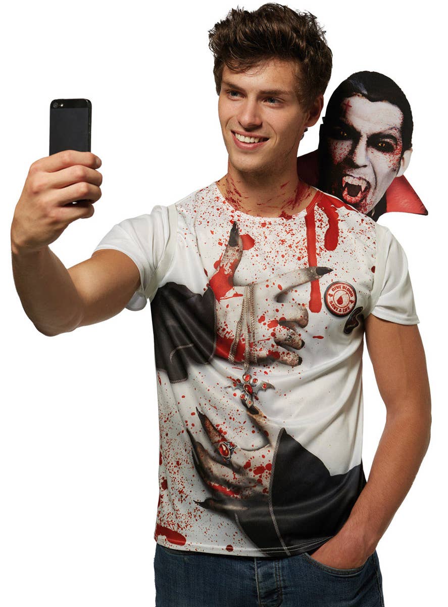 Funny Vampire Selfie Shocker Halloween Costume Shirt for Adults