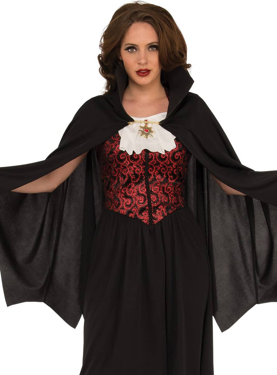 Women's Red and Black Vampire Costume - Close Image