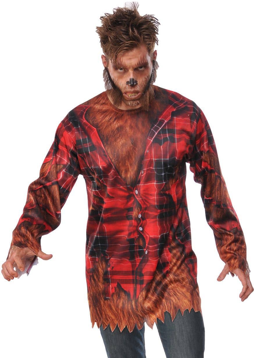 Men's Werewolf Halloween Fancy Dress Costume Shirt 