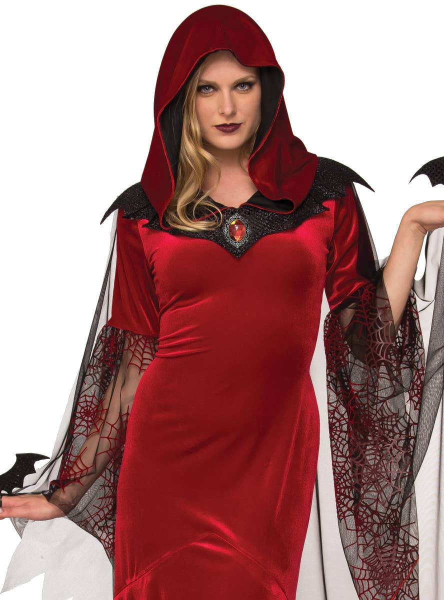 Women's Red Bat Mistress Vampire Costume - Close Image