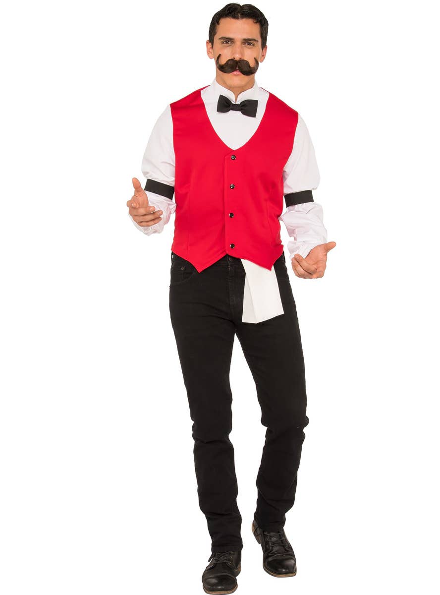 Men's Western Bartender Saloon Fancy Dress Costume Main Image