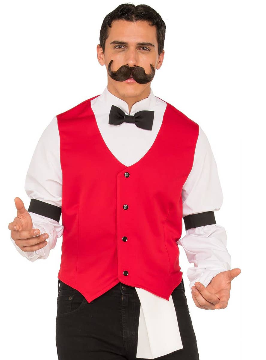 Men's Western Bartender Saloon Fancy Dress Costume Close Image