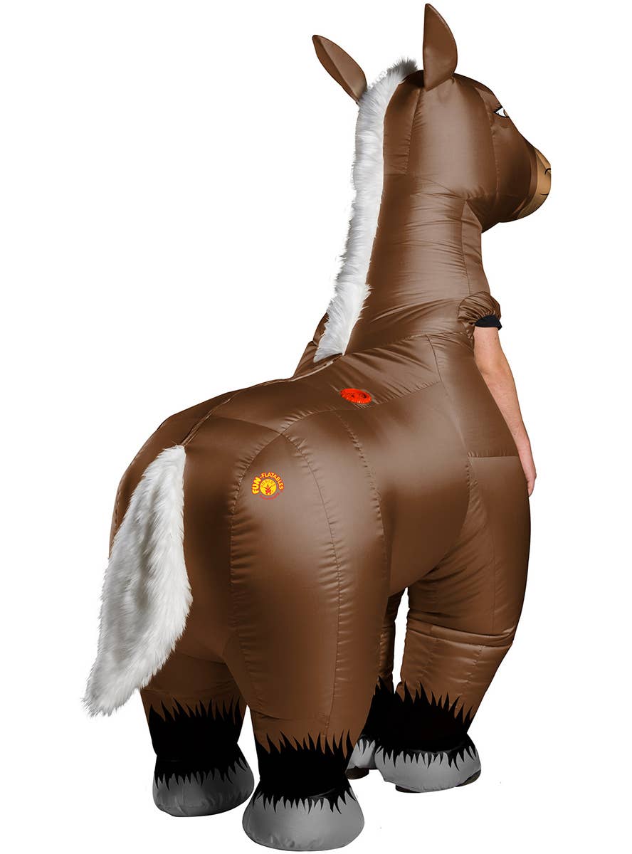 Novelty Brown Inflatable Horse Costume for Adults-  Back Image