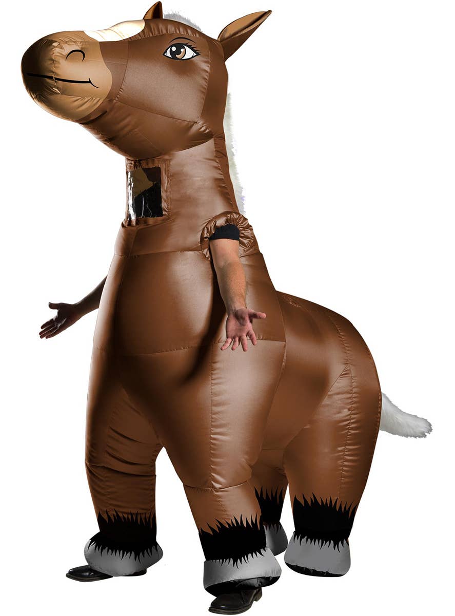 Novelty Brown Inflatable Horse Costume for Adults-  Front Image