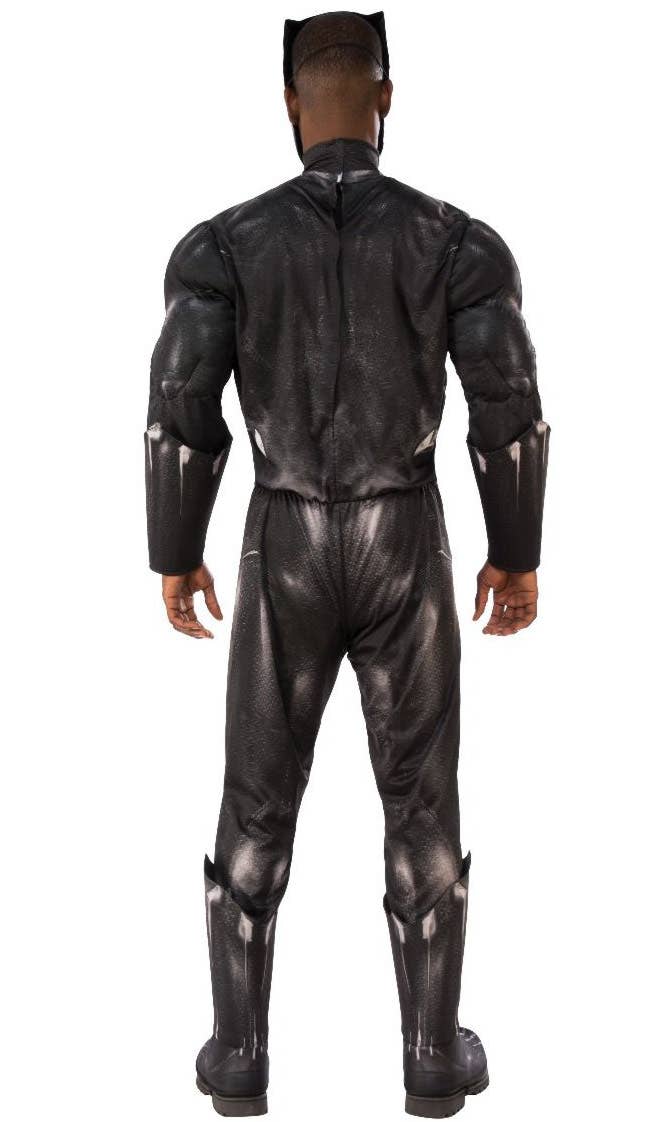 Men's Black Panther Muscle Chest Fancy Dress Costume Back Image