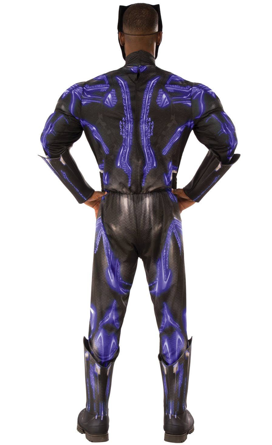 Muscle Chest Black Panther Battle Suit Men's Costume Back Image