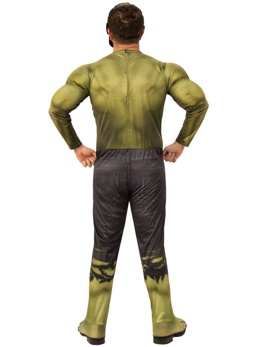 Mens Deluxe Hulk Marvel Comics Fancy Dress Costume - Back Image