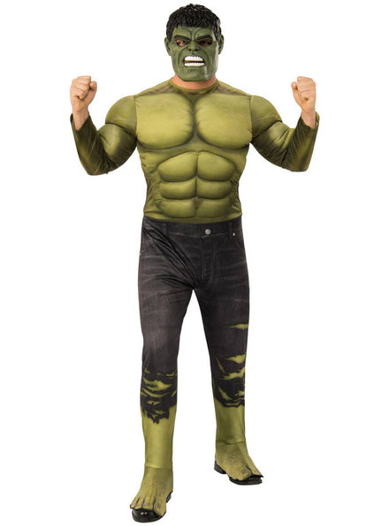 Mens Deluxe Hulk Marvel Comics Fancy Dress Costume - Front Image