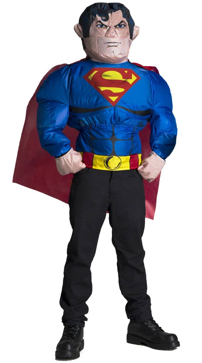 Adult's Novelty Inflatable Superman Shirt And Head Costume Main Image